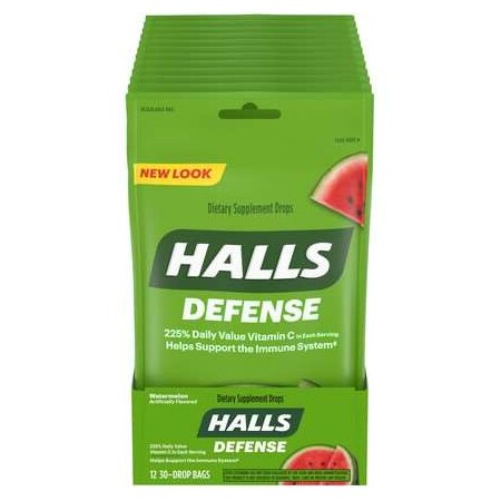 Halls Halls Defense Watermelon Cough Drops 30 Count, PK48 63157